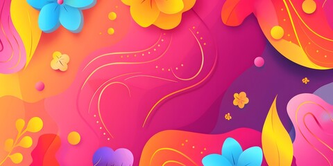 Colorful Abstract Background with Flowers and Leaves