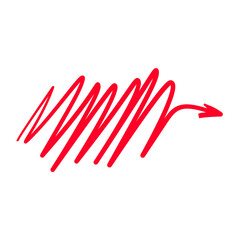 Red arrow line hand drawn