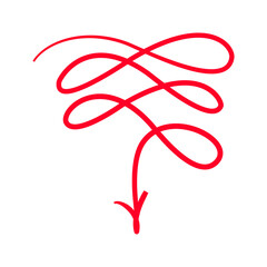 Red arrow line hand drawn