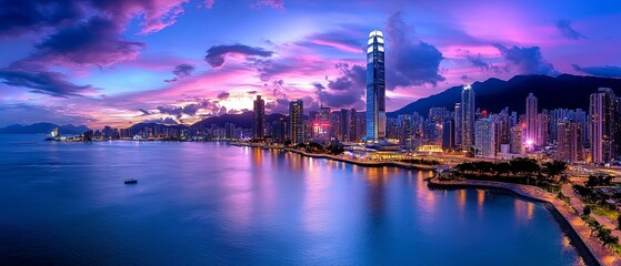 Fototapeta premium night view of the city of night A travel and cultural design for World Tourism Day