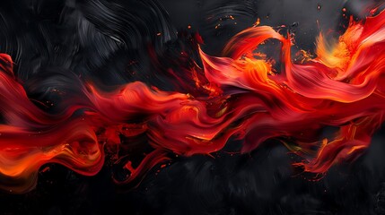 Fototapeta premium Abstract fiery inferno with swirling red smoke on black background