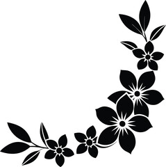 floral corner  pattern illustration black and white