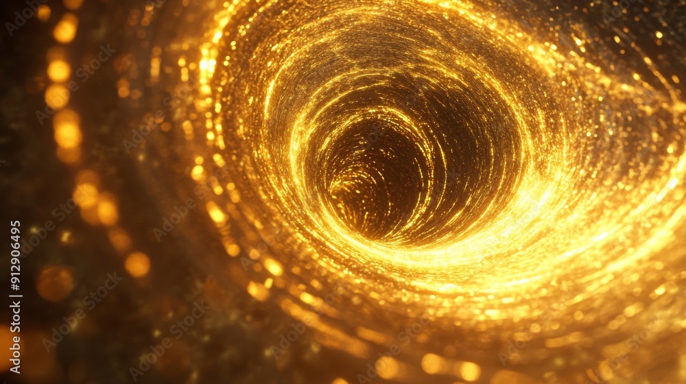 Aufkleber Dynamic 3D golden vortex with intricate, glowing patterns, illustrating motion and richness