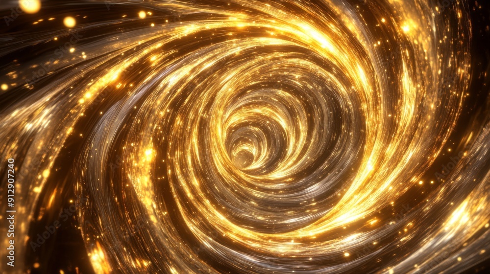 Leinwandbilder dynamic 3d golden vortex with luminous patterns, evoking a sense of infinite elegance.