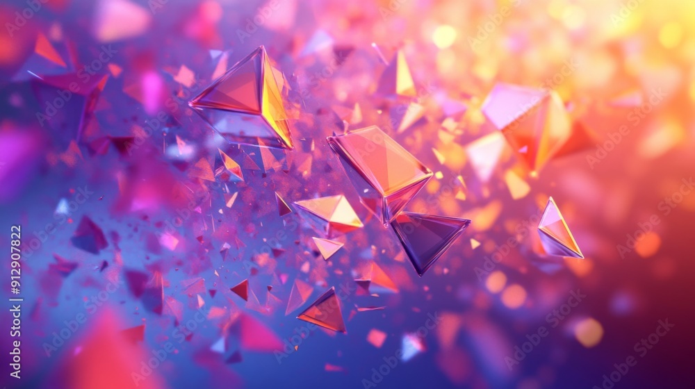 Leinwandbilder dynamic 3d rendering of polygonal shapes in motion, capturing an energetic and vibrant feel.