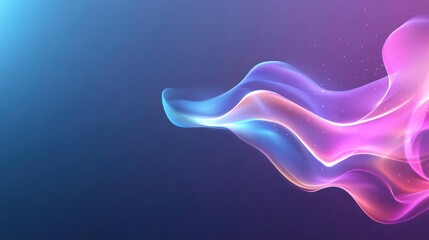 Obraz premium Abstract blue and pink glowing wave on dark background.
