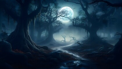 Obraz premium Enchanted Forest Under Moonlight
