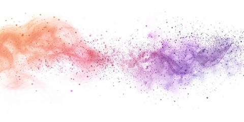 Shimmering particles of a dust spell, slowly settling, on a white background.