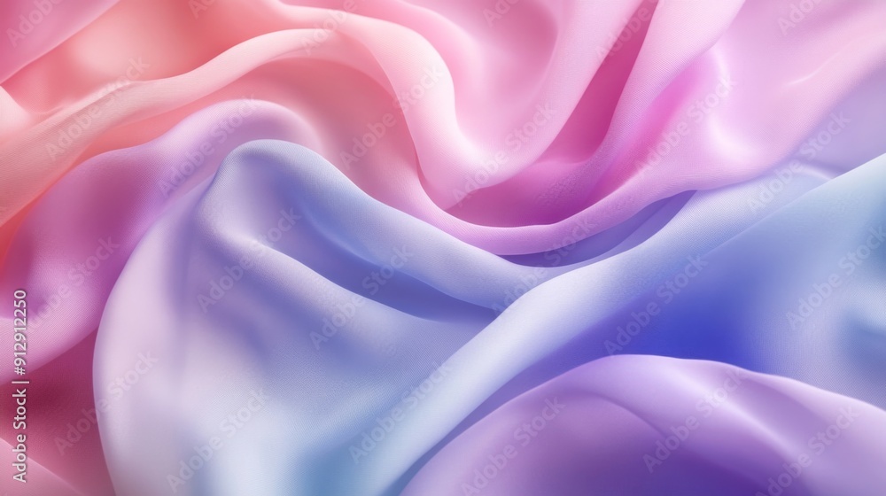 Poster elegant soft cloth in pastel colors flowing gracefully in the background with gentle folds and waves