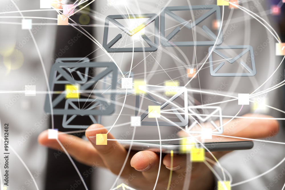 Aufkleber Online people network. Using internet for communication..