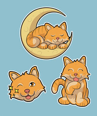 Set of funny Cartoon Cats