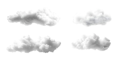 Isolated white clouds in the sky on white	
