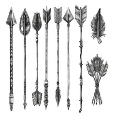 Different Arrows Clipart Illustration Isolated on Transparent or White Background, PNG