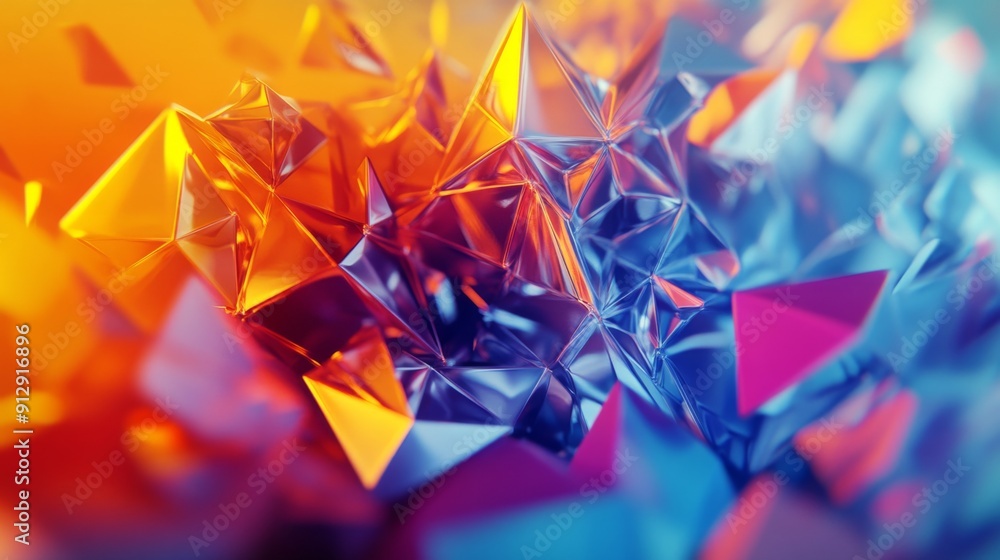 Leinwandbilder energetic 3d design with colorful, rotating polygonal shapes in a lively dynamic setting.