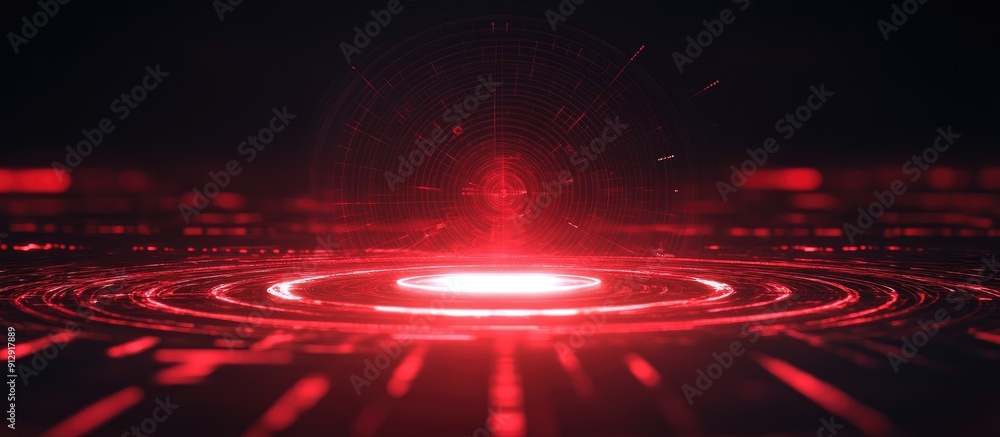 Poster red radar technology display on a dark background