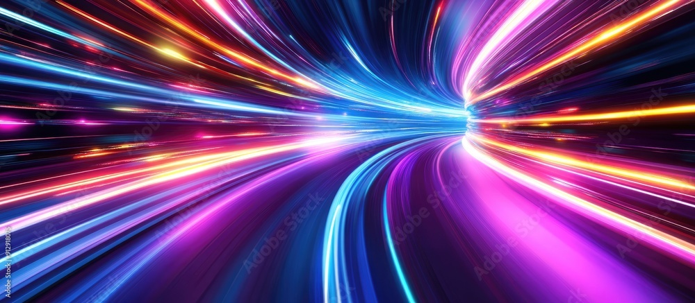 Poster futuristic abstract background featuring vibrant speed lines in a cosmic setting encompasses themes 