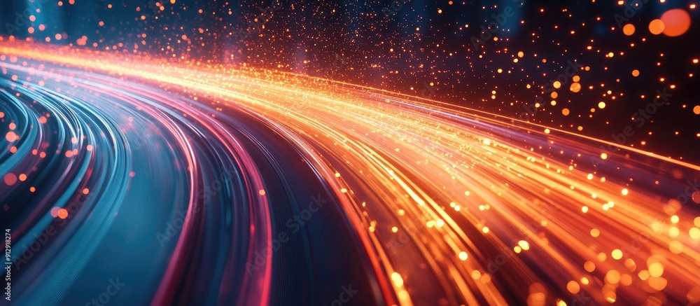 Poster dynamic abstract light glare effect representing futuristic technology and high speed movement