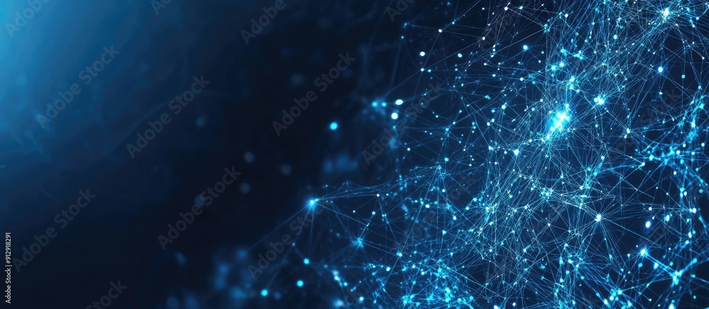 Poster futuristic digital ai and big data fiber interface modern technology background in blue high tech co