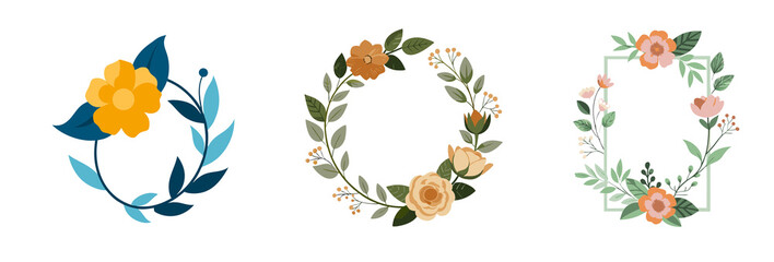 Naklejka premium Botanical Bouquets in Line Art Style on Transparent Background.