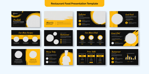 Restaurant Food Powerpoint Presentation Slide Template Design. Use for modern presentation background, brochure design, website slider, landing page, annual report, company profile