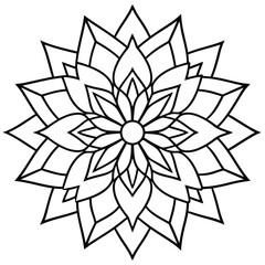 Obraz premium Mandala line art silhouette with white background