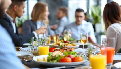 Fototapeta premium Family having food enjoy in restaurant