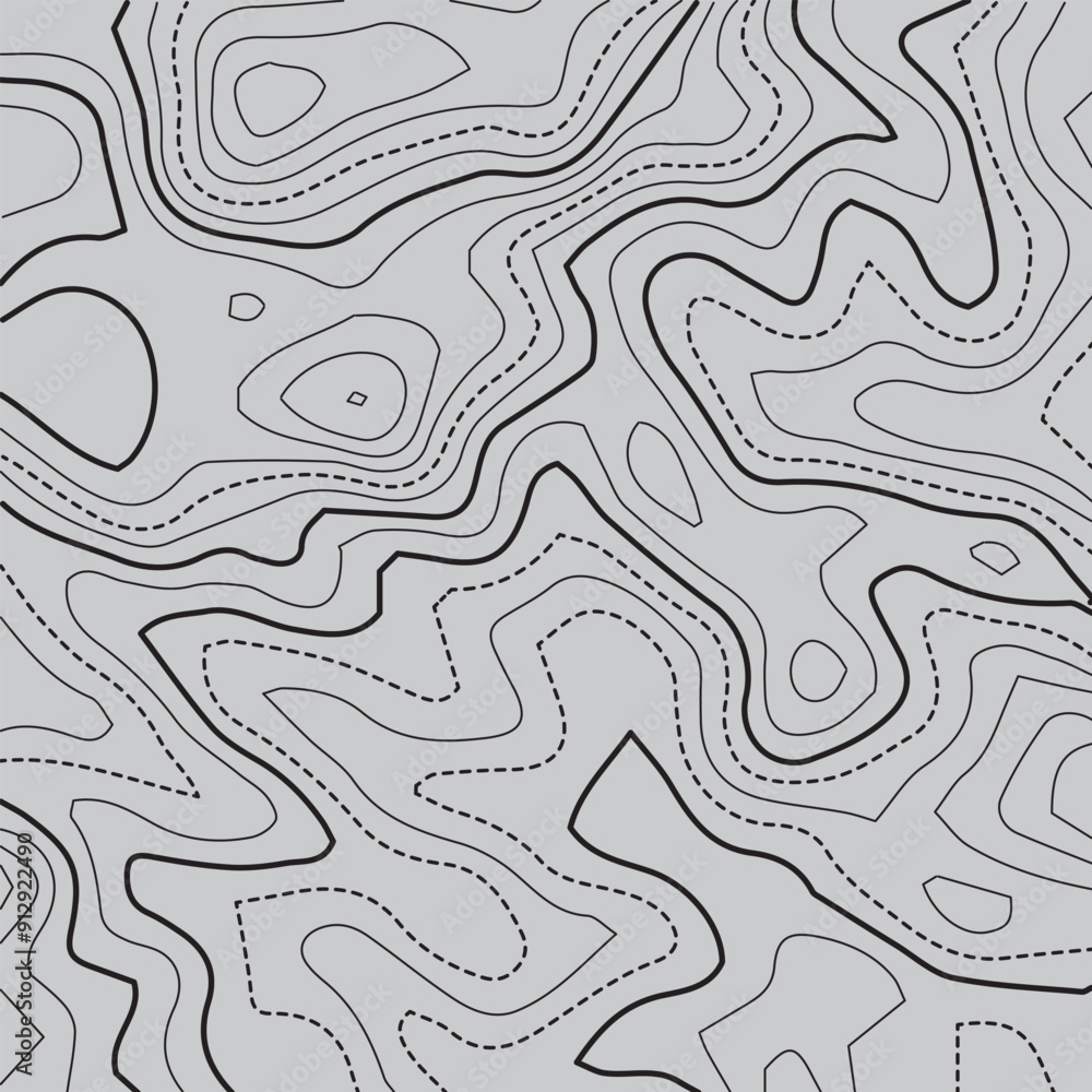 Poster topographic map background. generating a terrain elevation map. grid map. contour map. valleys and m