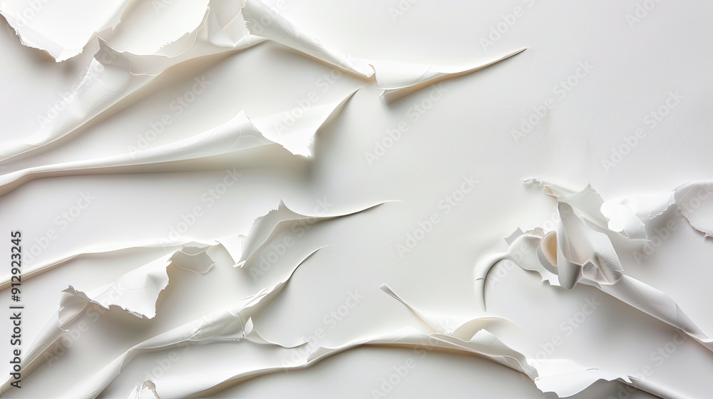 Aufkleber white abstract background torn paper texture layers wave pattern minimalist modern