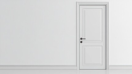Clean white door with simple design and polished hardware