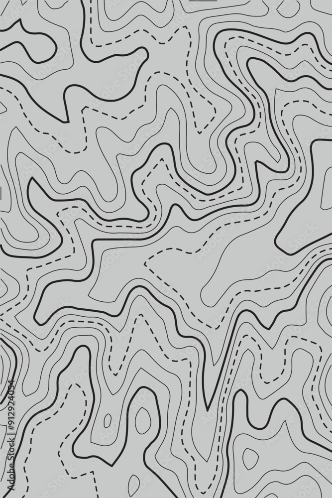 Poster topographic map background. generating a terrain elevation map. grid map. contour map. valleys and m