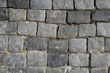 Old ancient road by cobblestone as background