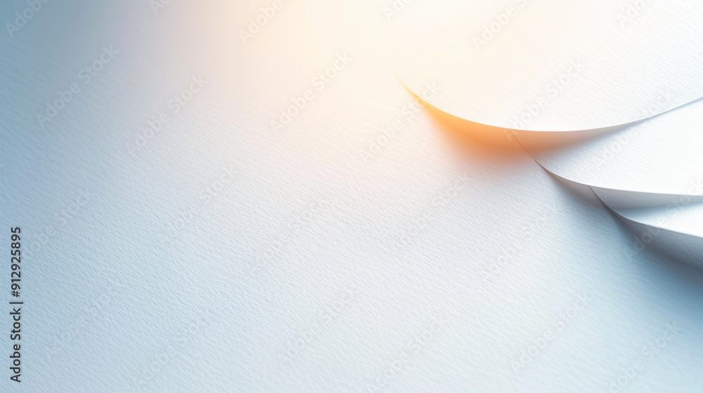 Aufkleber abstract background with white paper texture and curves soft light and shadows on blue surface moder