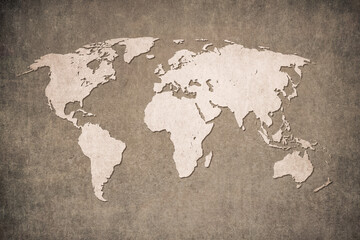 Old map of the world in grunge style. Perfect vintage background..