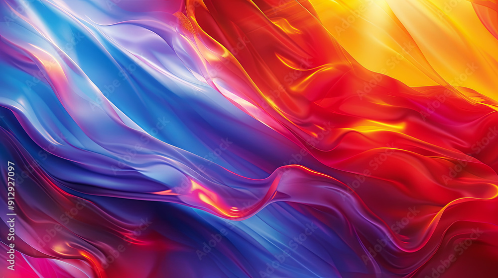 Poster abstract background colorful waves flowing silk texture 3d render vivid colors smooth elegant gradie