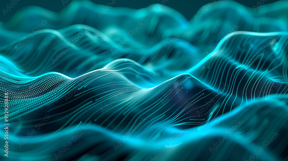 Poster abstract digital wave particles technology background futuristic digital data network big data conne