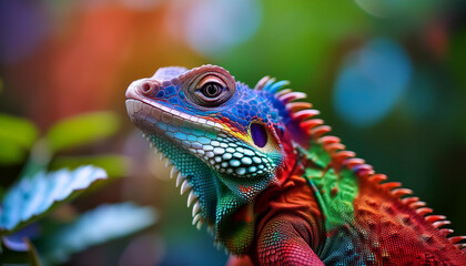 Obraz premium Colorful lizard. Animal and zoo concept. Exotic creature.