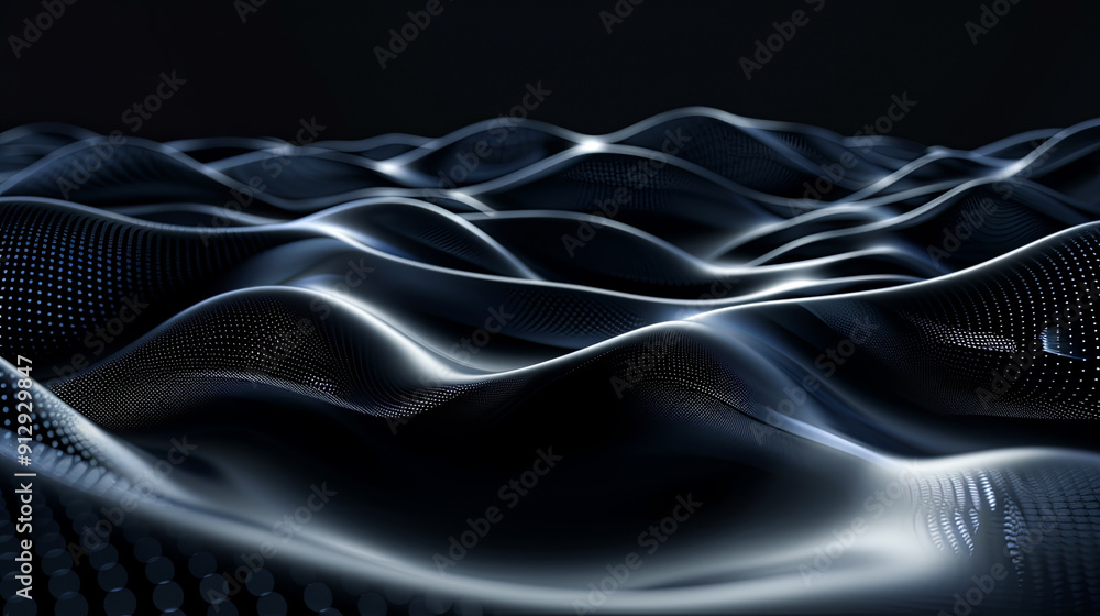 Poster abstract background with wave from dots digital data futuristic background big data visualization 3d
