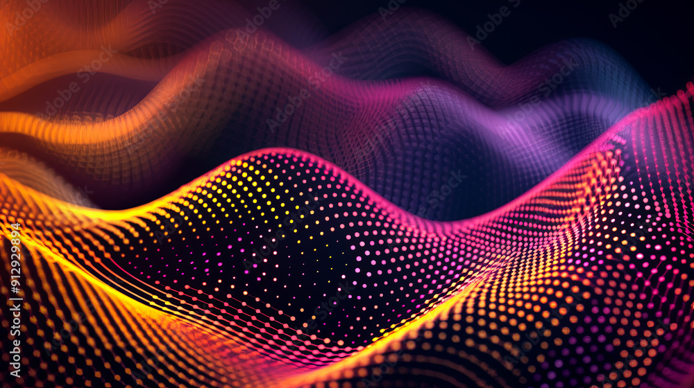 Poster abstract digital wave particles background colorful abstract background with dots big data visualiza