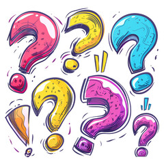 Naklejka premium Set of Exclamation and Question Mark Symbol Clipart Isolated on Transparent or White Background, PNG