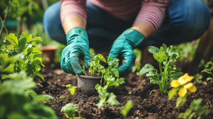 Fototapeta premium Celebrate Earth Day with creative gardening ideas!From planting seeds to watering plants, get your hands dirty and create a vibrant green space.