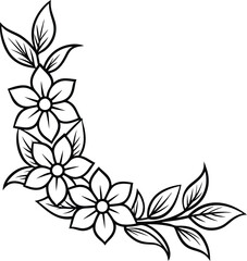 floral corner line art  illustration black and white