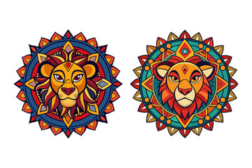 Obraz premium mandala lion king animal art 