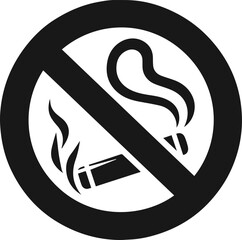 No Smoking Black Icon Symbol On Isolated White Background