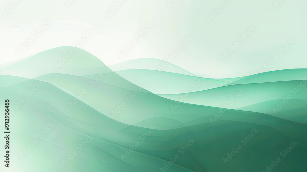 Poster abstract background green waves gradient smooth light wallpaper design modern minimal texture backdr