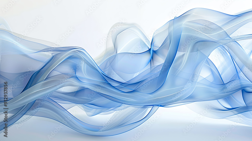 Aufkleber abstract blue wave background flowing transparent smooth curve lines light elegant design
