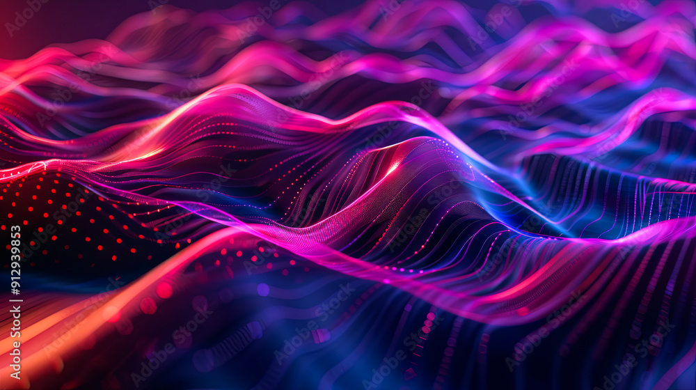 Poster abstract colorful wave background with connecting dots and lines network connection structure big da
