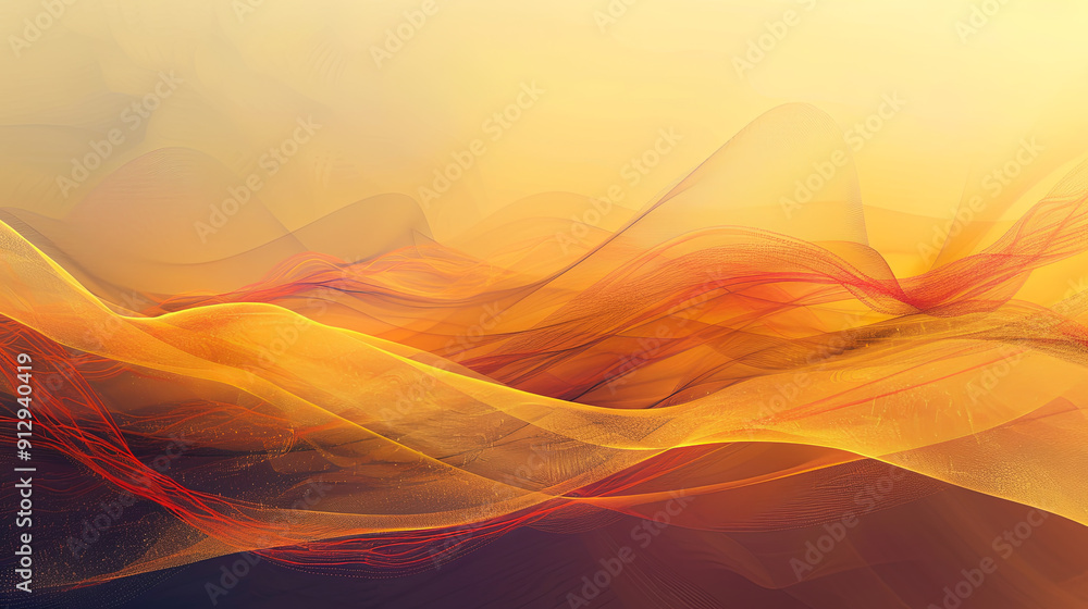Aufkleber abstract background yellow red smooth waves lines background abstract design flow fluid liquid illus