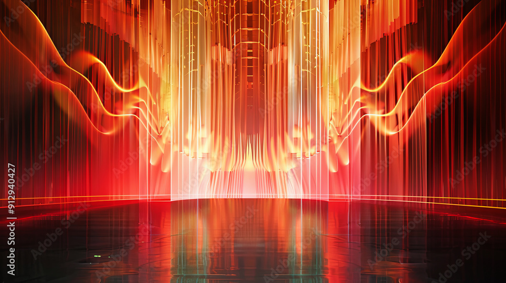 Poster abstract red empty room with gradient wall and reflections wallpaper background architecture futuris