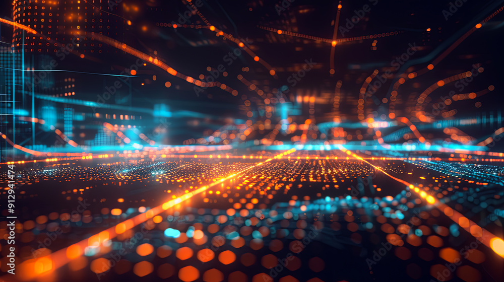 Poster abstract technology background with glowing lights digital data futuristic innovation communication 
