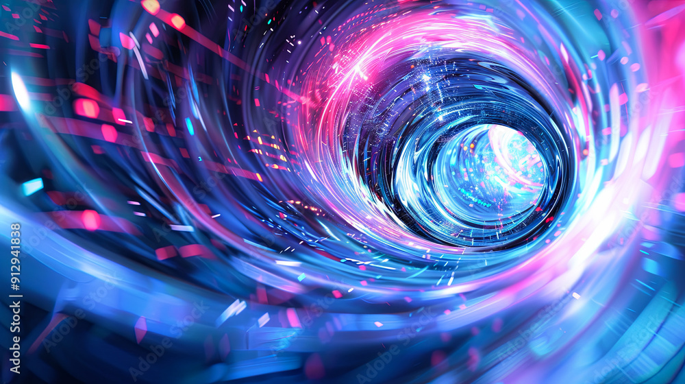 Aufkleber abstract blue pink vortex portal swirling motion blur effect background fast speed internet technolo